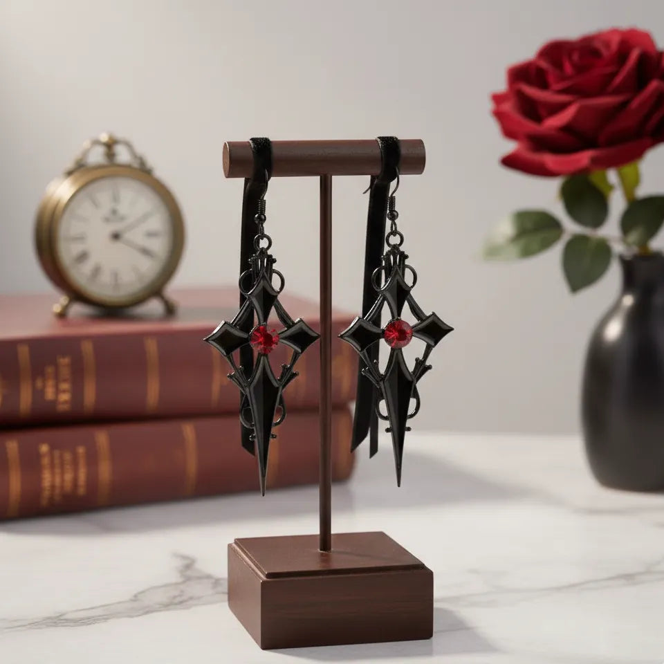 Steampunk Gothic Cross Earring