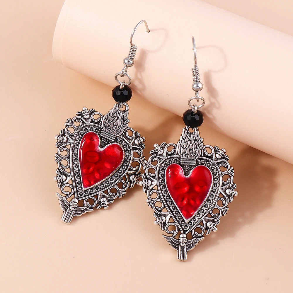 Steampunk Gothic Heart Earrings