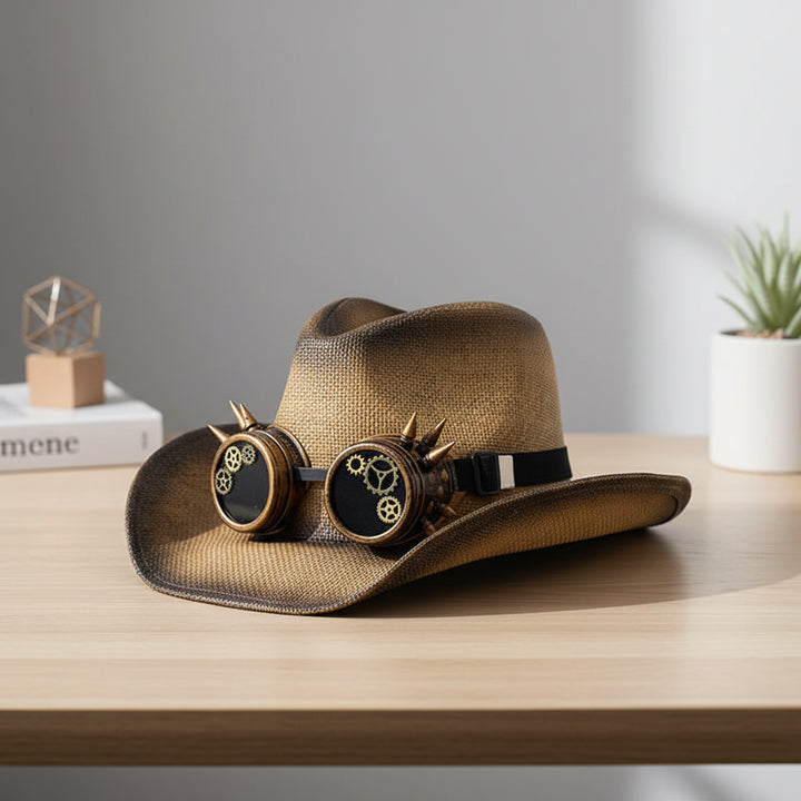 Steampunk Gradient Summer Hat With Goggles
