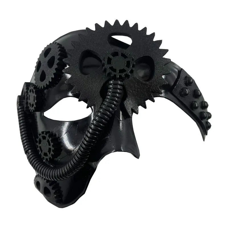Steampunk Half-Face Gear Mask Black