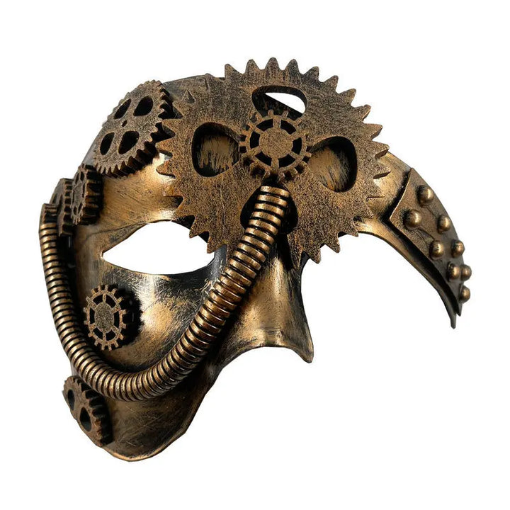 Steampunk Half-Face Gear Mask Brown