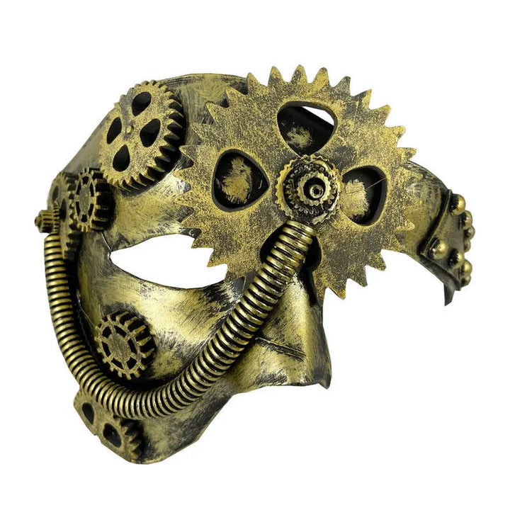 Steampunk Half-Face Gear Mask Green