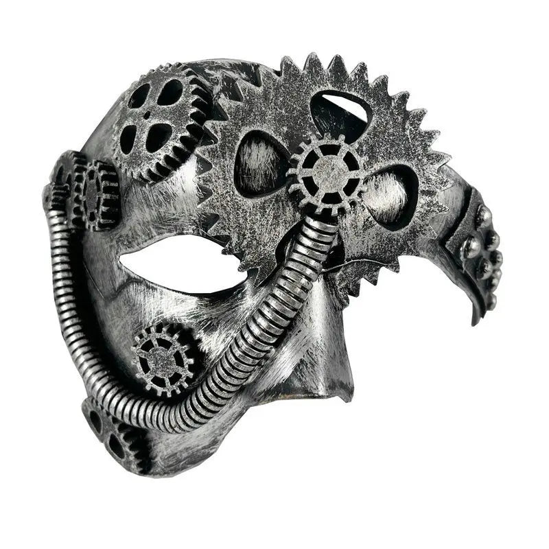 Steampunk Half-Face Gear Mask Grey