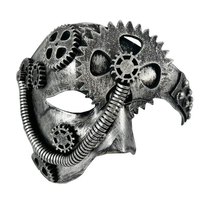 Steampunk Half-Face Gear Mask Grey