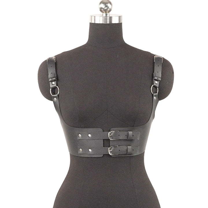 Steampunk Harness Belt with Shoulder Straps Black