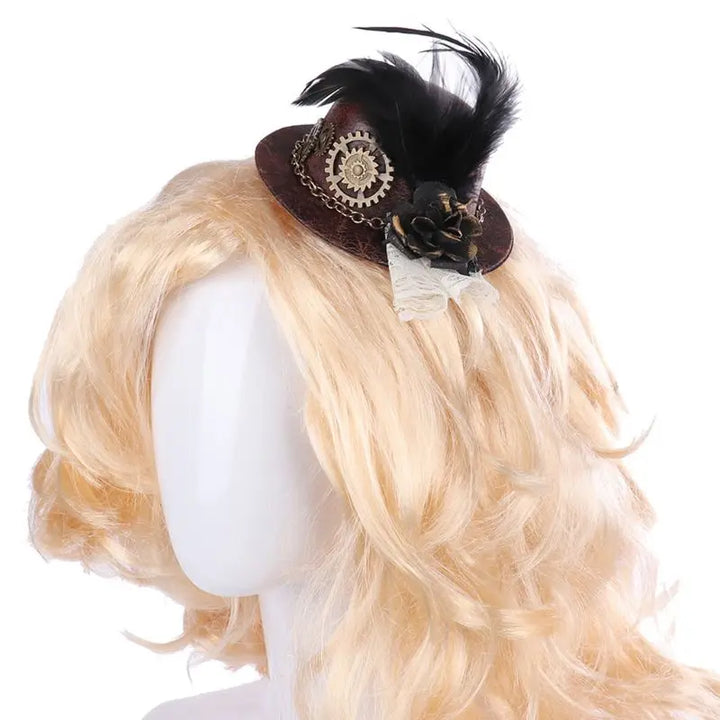 Steampunk Hat With Gears and Feathers – vintage style