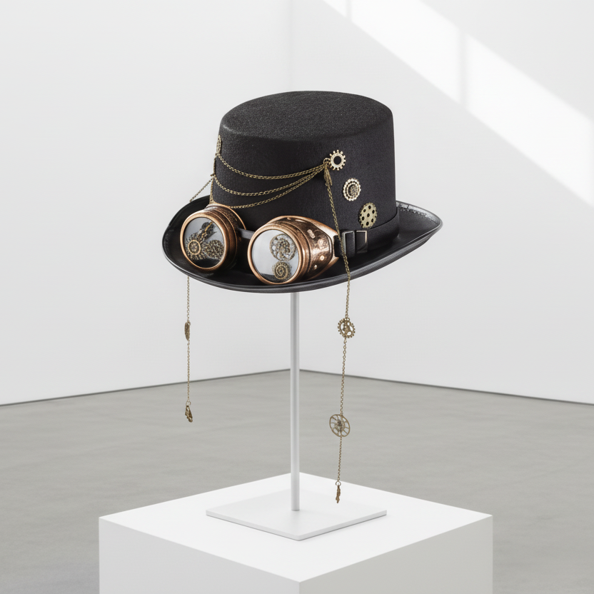 Steampunk Hat With Goggles and Chains