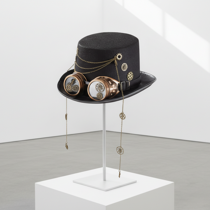 Steampunk Hat With Goggles and Chains