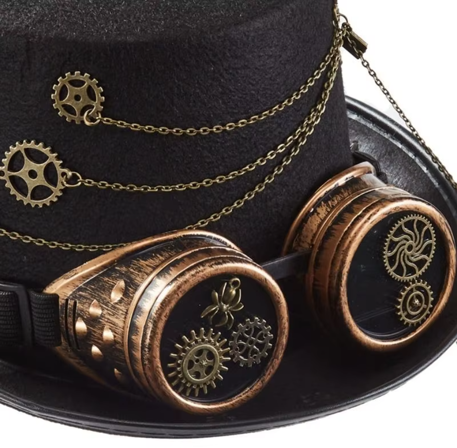 Steampunk Hat With Goggles and Chains tendance