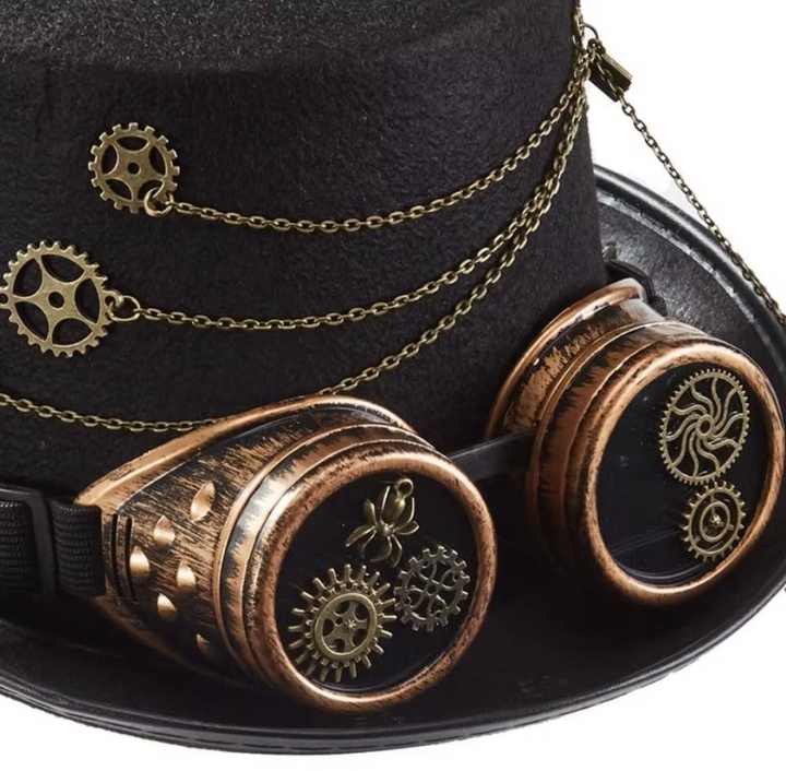 Steampunk Hat With Goggles and Chains tendance
