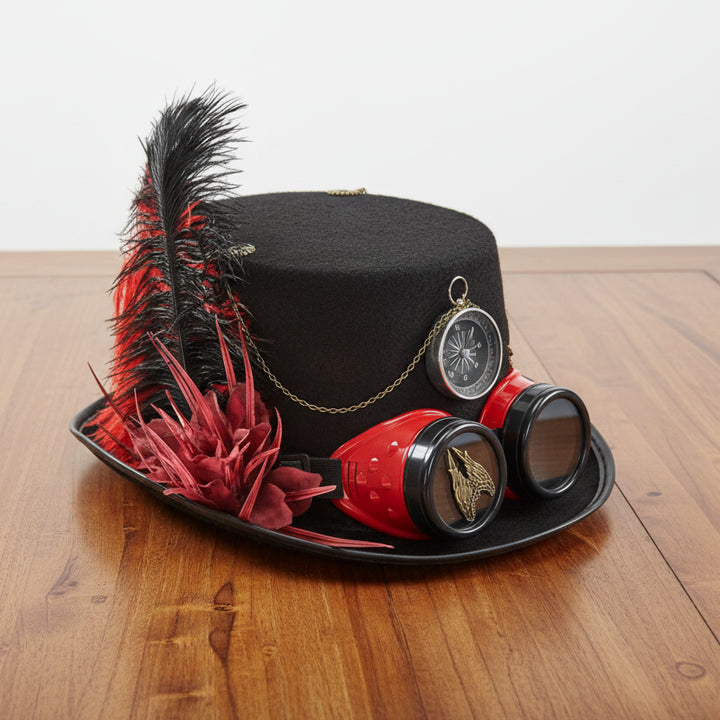 Steampunk Hat With Watch and Feathers