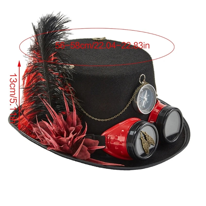 Steampunk Hat With Watch and Feathers vintage