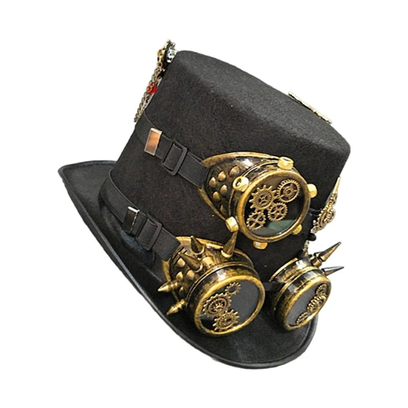 Steampunk Hat with Double Goggles Stylish