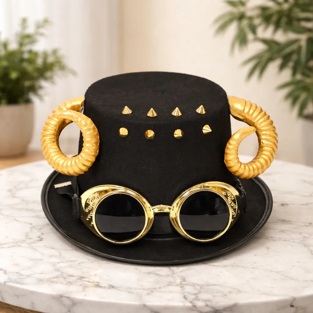 Steampunk Hat with Golden Horns