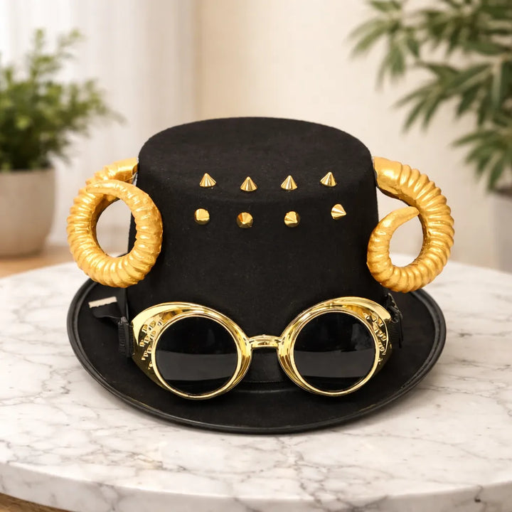 Steampunk Hat with Golden Horns