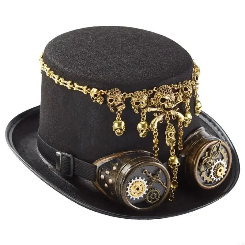 Steampunk Hat with Skull Chain