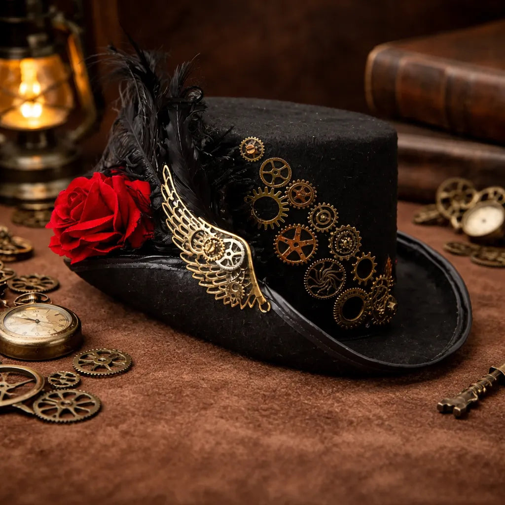 Steampunk Hat with a Rose and Gears