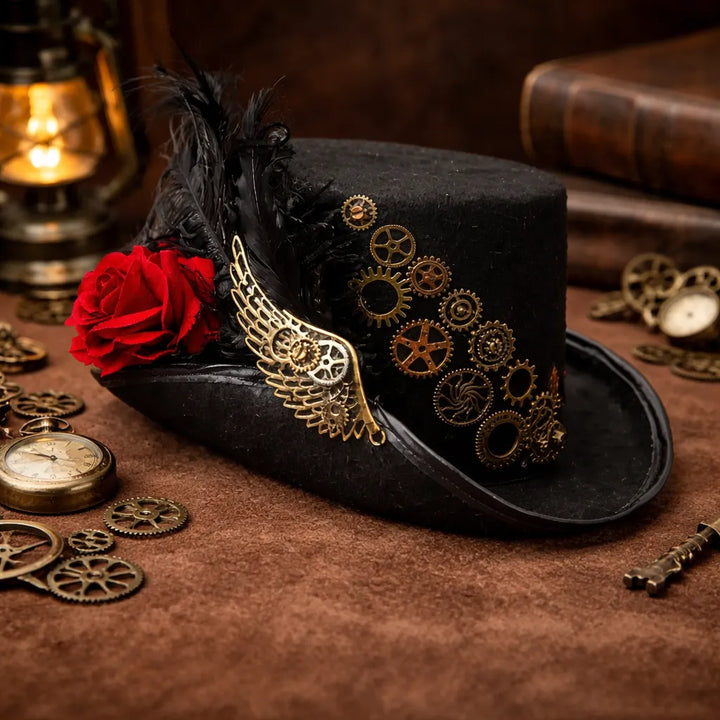 Steampunk Hat with a Rose and Gears