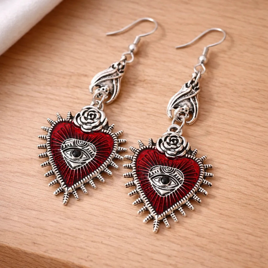 Steampunk Heart Motif Earrings