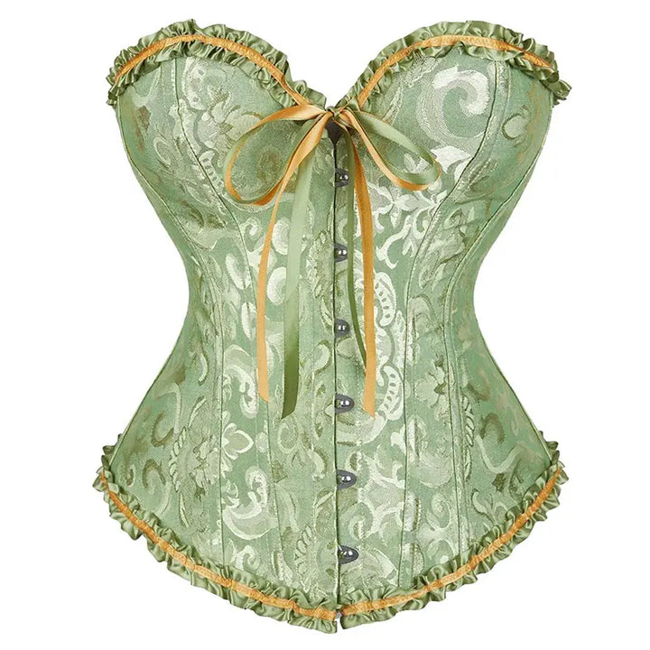 Steampunk Jacquard Lace-Up Corset Green