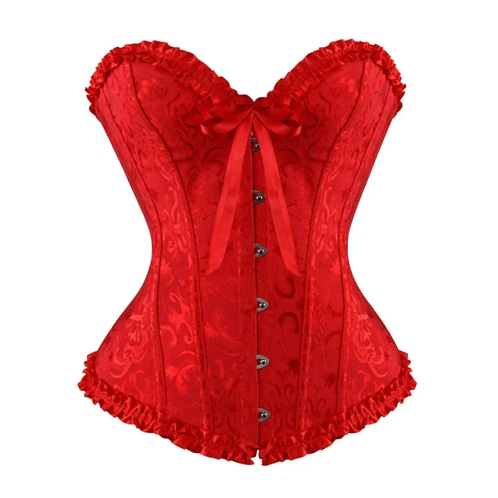 Steampunk Jacquard Lace-Up Corset Light Red