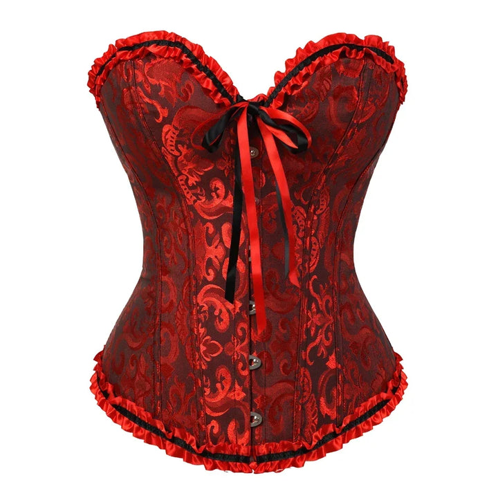 Steampunk Jacquard Lace-Up Corset Red