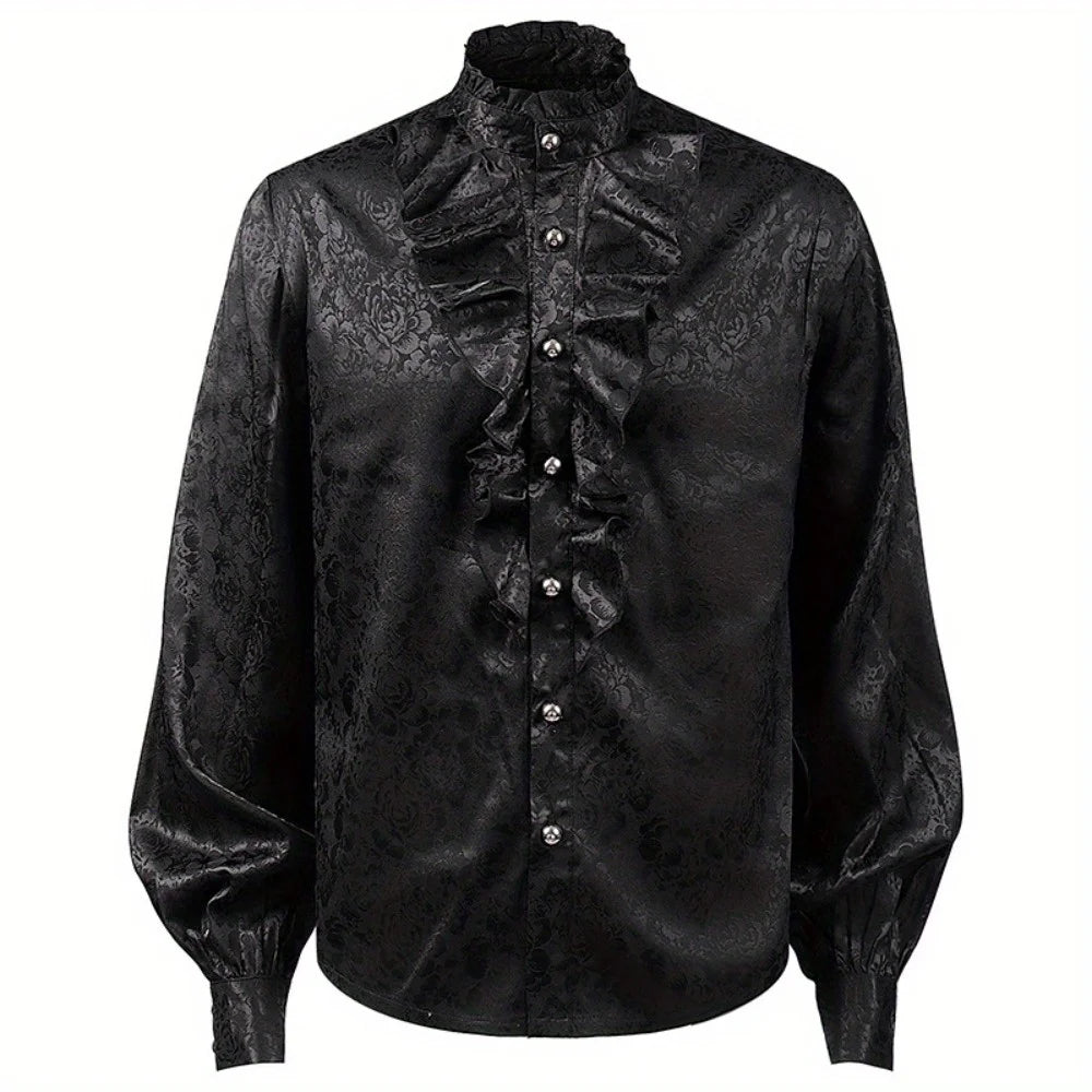 Steampunk Jacquard Ruffled Shirt – elegant style