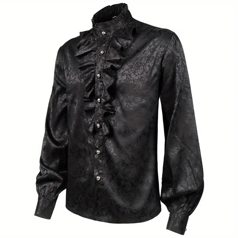 Steampunk Jacquard Ruffled Shirt – vintage design