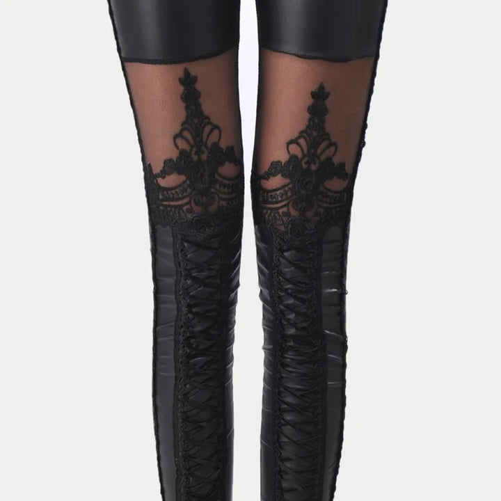 Steampunk Lace-Up Leggings With Patterns Design