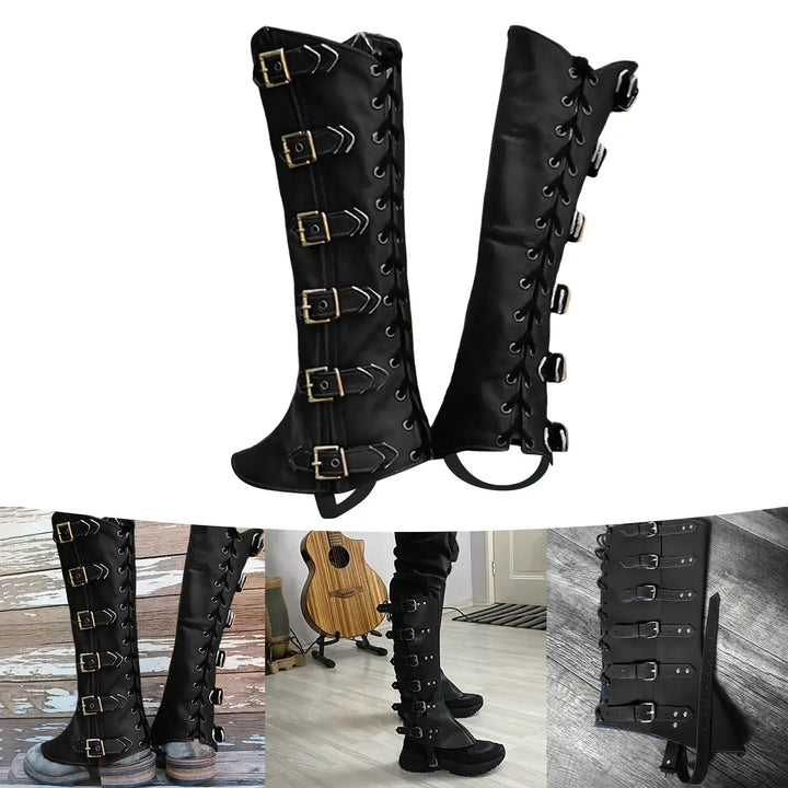 Steampunk Lace-Up Medieval Leg Shoes Cover Armor elegant