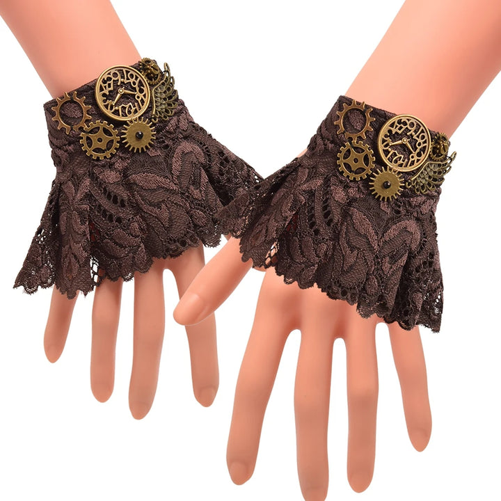 Steampunk Lace Bracelet With Gears And Watch stylish