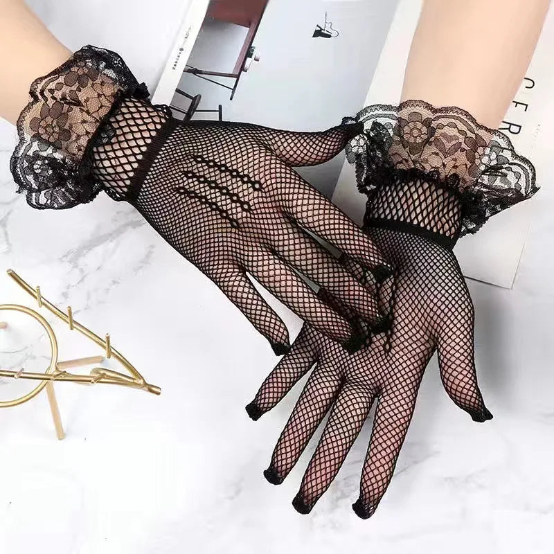 Steampunk Lace Gloves Gothic black