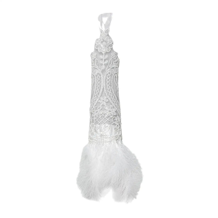 Steampunk Lace Gloves with Feathers White
