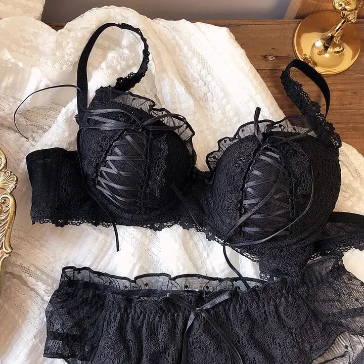 Steampunk Lace Lingerie Set Black