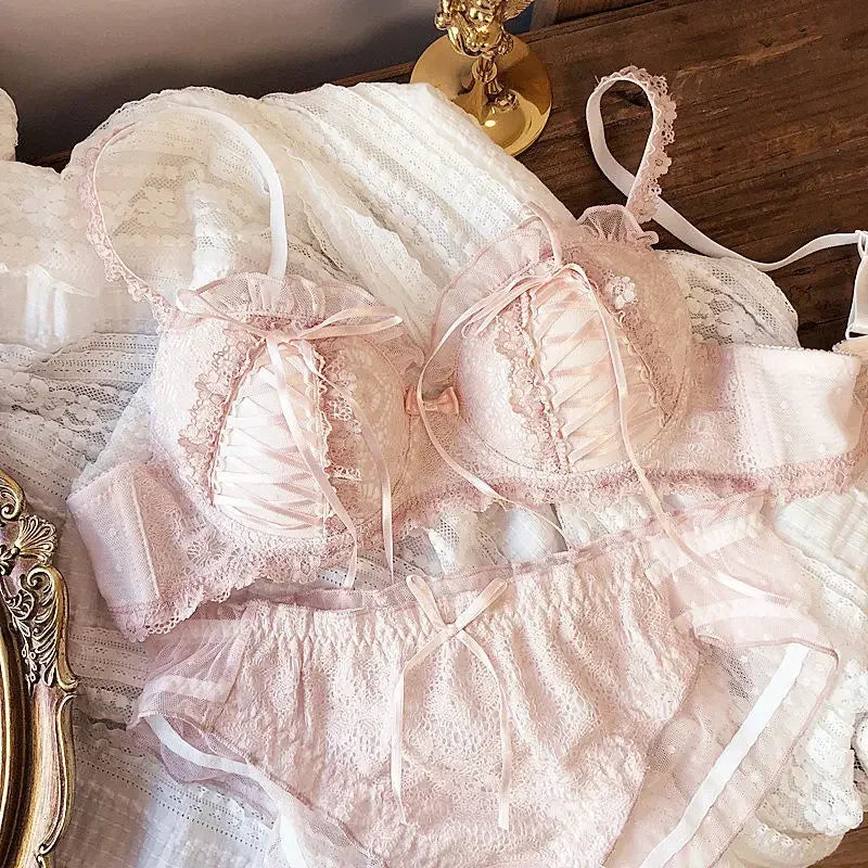 Steampunk Lace Lingerie Set Pink