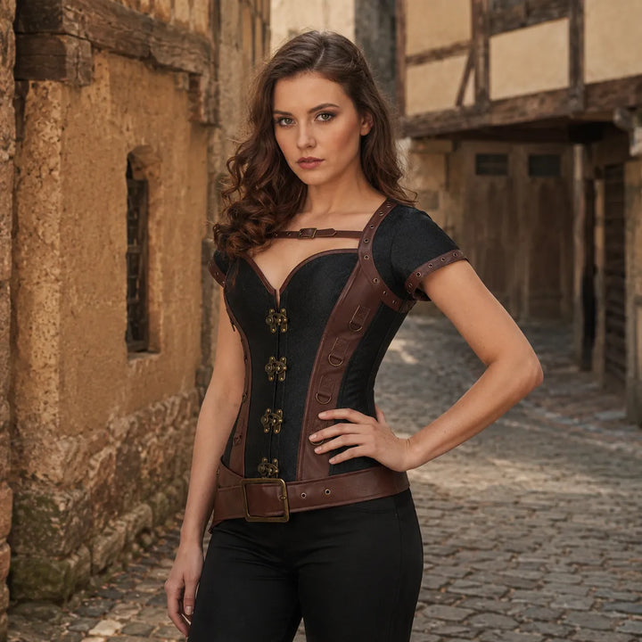 Steampunk Leather Corset with Belt