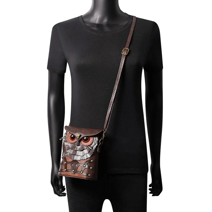 Steampunk Leather Owl Bag durable