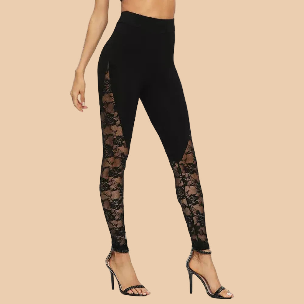 Steampunk Leggings with Floral Lace