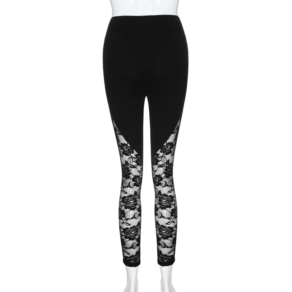 Steampunk Leggings with Floral Lace Stylish