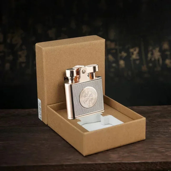 Steampunk Lighter with Compass Design Gold