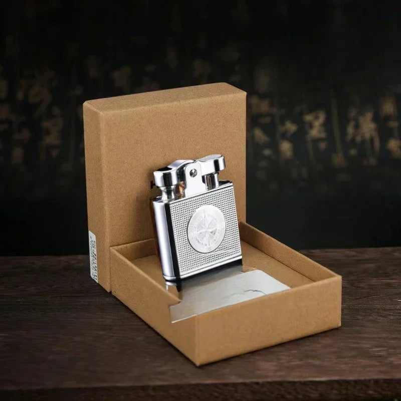 Steampunk Lighter with Compass Design Silver