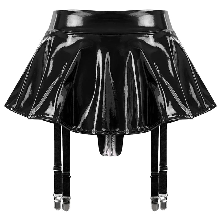 Steampunk Lingerie Mini Skirt with Metal Clips Black