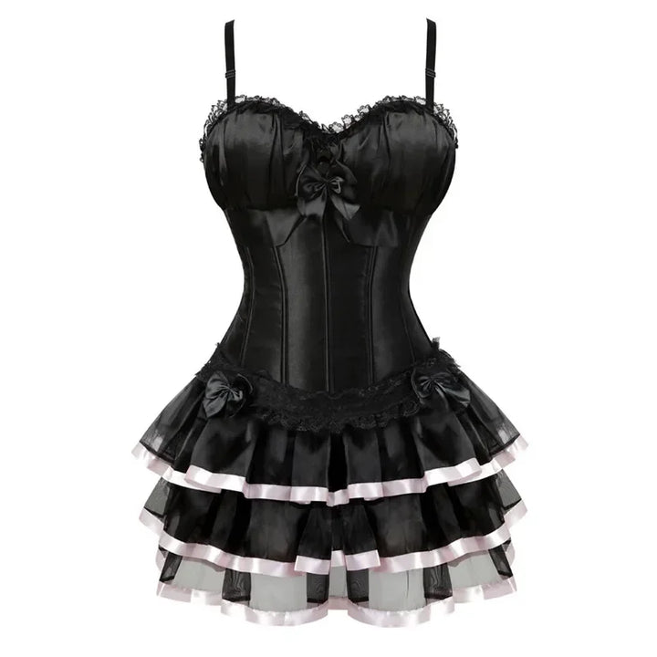 Steampunk Lingerie Rufled Corset Dress  Lace