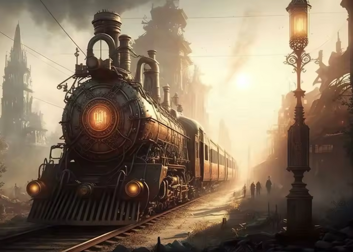 Steampunk Locomotive Wall Art elegant