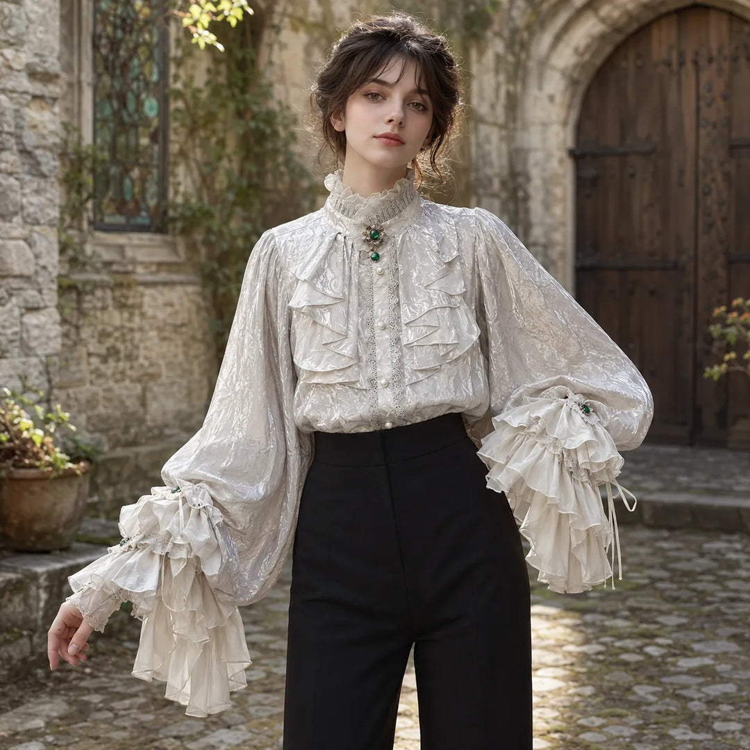 Steampunk Lolita Shirt with Ruffled Sleeves