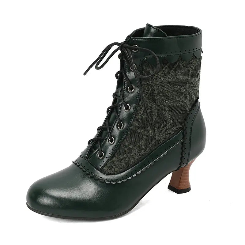 Steampunk Lolita half boots with lace details
