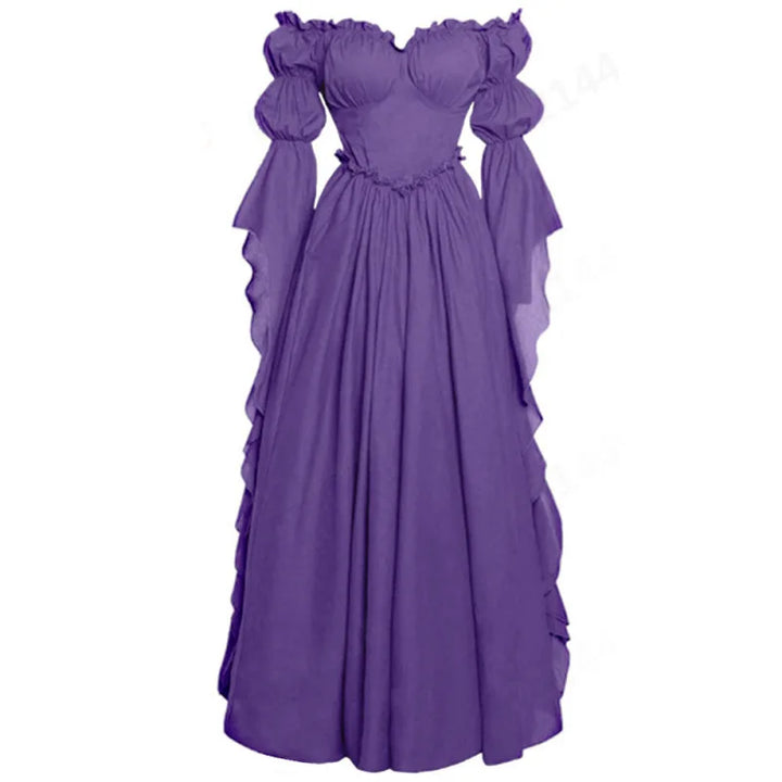 Steampunk Maxi Dress with Puff Sleeve Medieval