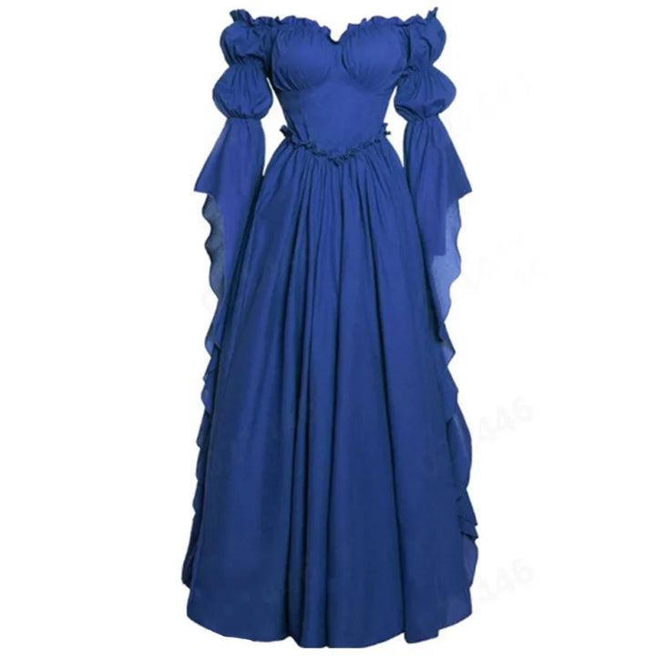 Steampunk Maxi Dress with Puff Sleeve Style