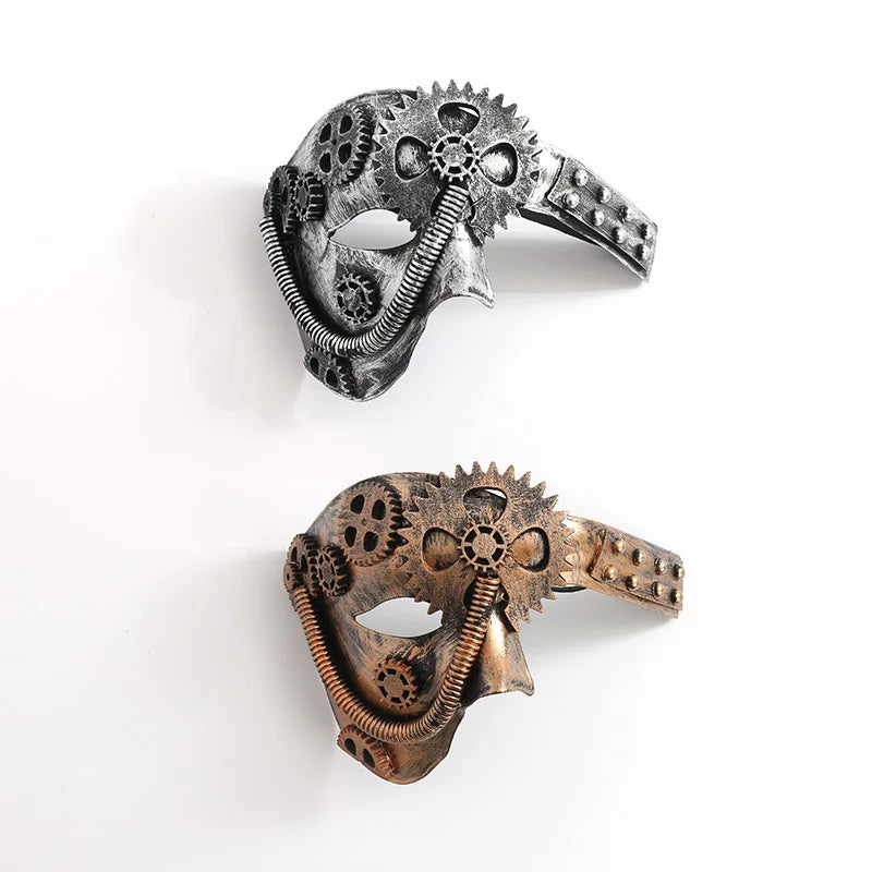 Steampunk Mechanical Gear Half-Face Mask Both