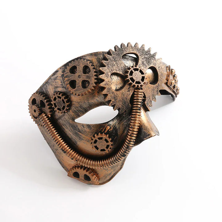 Steampunk Mechanical Gear Half-Face Mask Brown